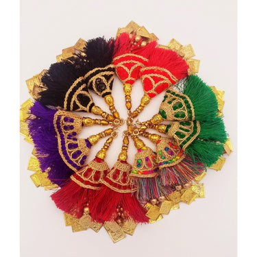 Maroon Tassels With Gold Beads, Beaded Tassels With Maroon and Gold Embroidery, Traditional Indian Latkan